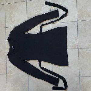 H&M Black Long Sleeve Knee Length Whole Body Sweater Waist Band sz XS